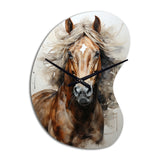 Brown Beige Horse Spirit Of Equus - Asymmetric Metal Wall Clock