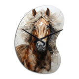 Brown Beige Horse Spirit Of Equus - Asymmetric Metal Wall Clock