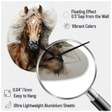 Brown Beige Horse Spirit Of Equus - Asymmetric Metal Wall Clock