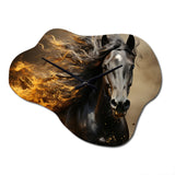 Black Yellow Horse Vibrant Gold Equine I - Asymmetric Metal Wall Clock