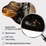 Black Yellow Horse Vibrant Gold Equine I - Asymmetric Metal Wall Clock