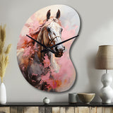 Pink White Horse Vibrant Pink Equine - Asymmetric Metal Wall Clock