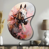 Pink White Horse Vibrant Pink Equine - Asymmetric Metal Wall Clock