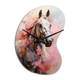 Pink White Horse Vibrant Pink Equine - Asymmetric Metal Wall Clock