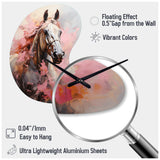Pink White Horse Vibrant Pink Equine - Asymmetric Metal Wall Clock