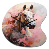 Pink White Horse Vibrant Pink Equine - Asymmetric Metal Wall Clock