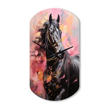 Pink Black Horse Vibrant Pink Equine - Asymmetric Metal Wall Clock