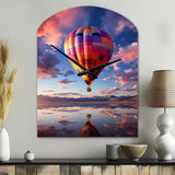 Orange Hot Air Ballon Horizon IV - Asymmetric Metal Wall Clock