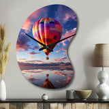 Orange Hot Air Ballon Horizon IV - Asymmetric Metal Wall Clock