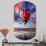Orange Hot Air Ballon Horizon IV - Asymmetric Metal Wall Clock