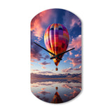 Orange Hot Air Ballon Horizon IV - Asymmetric Metal Wall Clock