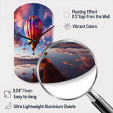 Orange Hot Air Ballon Horizon IV - Asymmetric Metal Wall Clock