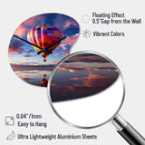 Orange Hot Air Ballon Horizon IV - Asymmetric Metal Wall Clock