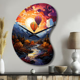 Orange Hot Air Ballon Collage II - Asymmetric Metal Wall Clock