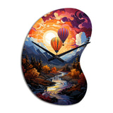 Orange Hot Air Ballon Collage II - Asymmetric Metal Wall Clock