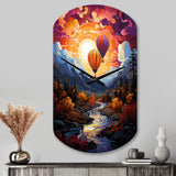Orange Hot Air Ballon Collage II - Asymmetric Metal Wall Clock