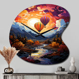 Orange Hot Air Ballon Collage II - Asymmetric Metal Wall Clock