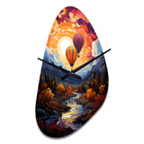 Orange Hot Air Ballon Collage II - Asymmetric Metal Wall Clock