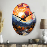 Orange Hot Air Ballon Collage II - Asymmetric Metal Wall Clock