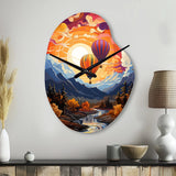Orange Hot Air Ballon Collage II - Asymmetric Metal Wall Clock