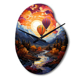 Orange Hot Air Ballon Collage II - Asymmetric Metal Wall Clock