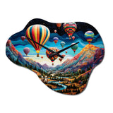 Teal Hot Air Ballon Mosaic - Asymmetric Metal Wall Clock