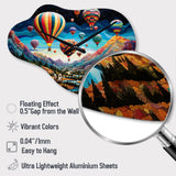 Teal Hot Air Ballon Mosaic - Asymmetric Metal Wall Clock