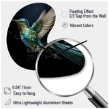 Teal Black Hummingbird Aerial Grace - Asymmetric Metal Wall Clock