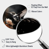 Black White Hummingbird Energetic - Asymmetric Metal Wall Clock