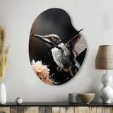Black White Hummingbird Energetic - Asymmetric Metal Wall Clock