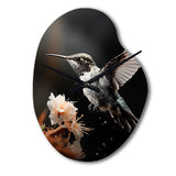 Black White Hummingbird Energetic - Asymmetric Metal Wall Clock