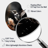Black White Hummingbird Energetic - Asymmetric Metal Wall Clock