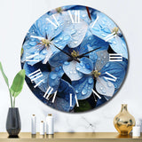 Blue Hydrangea Celestial Petals - Floral Metal Wall Clock