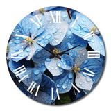 Blue Hydrangea Celestial Petals - Floral Metal Wall Clock