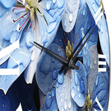 Blue Hydrangea Celestial Petals - Floral Metal Wall Clock