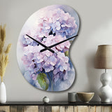 Purple Hydrangea Graceful Whispers - Asymmetric Metal Wall Clock