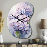 Purple Hydrangea Graceful Whispers - Asymmetric Metal Wall Clock