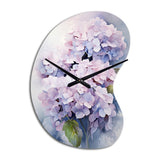 Purple Hydrangea Graceful Whispers - Asymmetric Metal Wall Clock