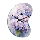 Purple Hydrangea Graceful Whispers - Asymmetric Metal Wall Clock