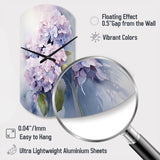 Purple Hydrangea Graceful Whispers - Asymmetric Metal Wall Clock