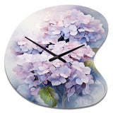 Purple Hydrangea Graceful Whispers - Asymmetric Metal Wall Clock