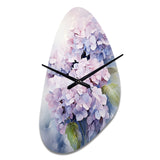 Purple Hydrangea Graceful Whispers - Asymmetric Metal Wall Clock