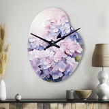 Purple Hydrangea Graceful Whispers - Asymmetric Metal Wall Clock