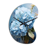 Blue Hydrangea Subtle Serenade - Asymmetric Metal Wall Clock