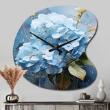 Blue Hydrangea Subtle Serenade - Asymmetric Metal Wall Clock