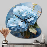 Blue Hydrangea Subtle Serenade - Asymmetric Metal Wall Clock