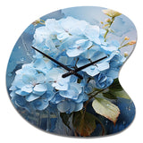 Blue Hydrangea Subtle Serenade - Asymmetric Metal Wall Clock