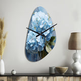 Blue Hydrangea Subtle Serenade - Asymmetric Metal Wall Clock