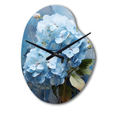 Blue Hydrangea Subtle Serenade - Asymmetric Metal Wall Clock