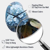 Blue Hydrangea Subtle Serenade - Asymmetric Metal Wall Clock